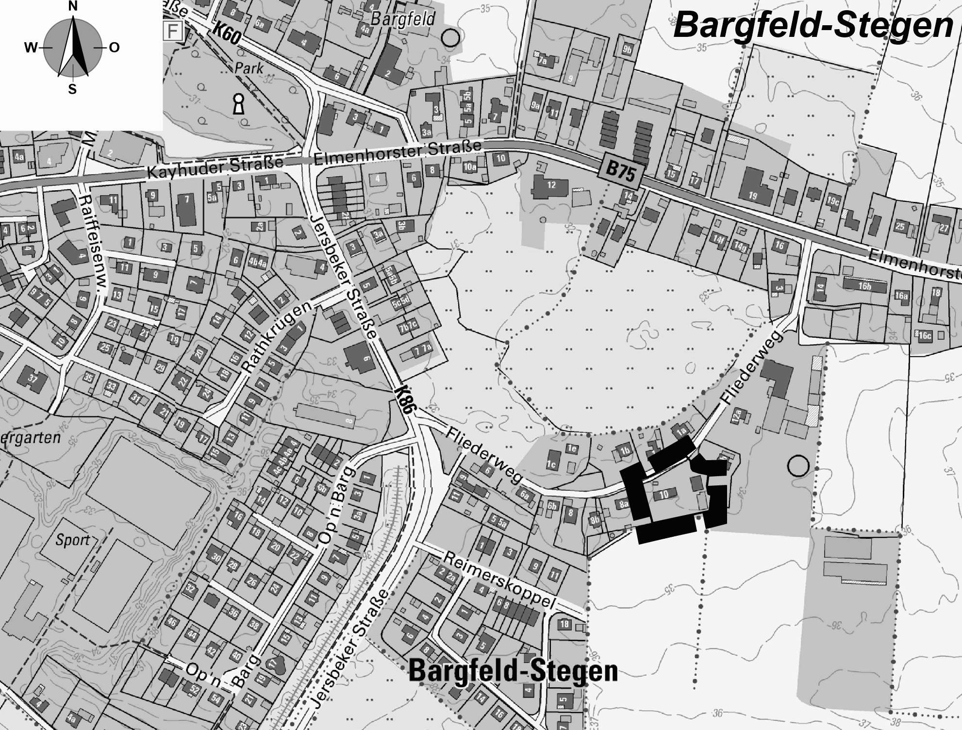 Bargfeld-Stegen: Plangebiet B-Plan Nr. 6, 3. Änderung